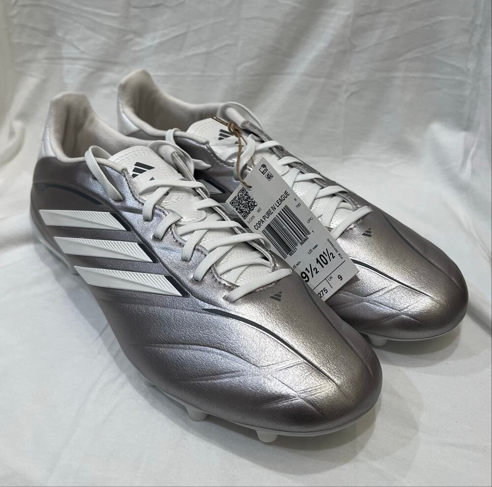9.5 Adidas Copa Pure IV League FG Soccer Cleats Silver Metallic Men's NWT JQ0481